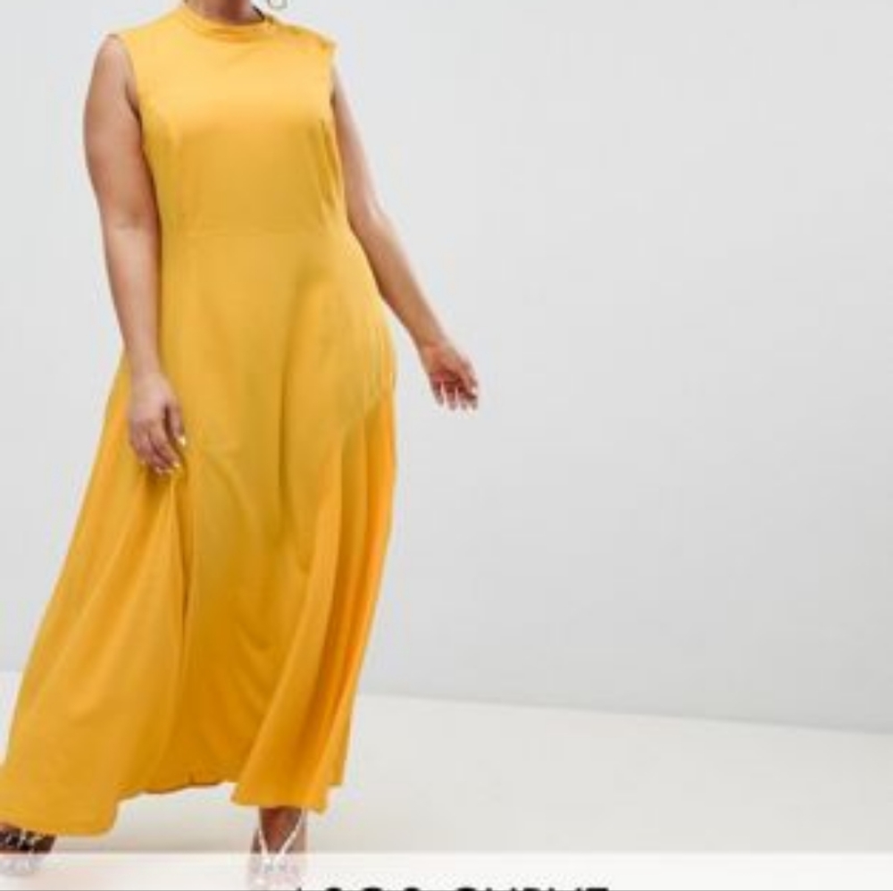 Asos curve yellow maxi, size 12.